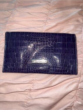 Steve Madden Glossy Purple Croc-Embossed Wristlet Clutch